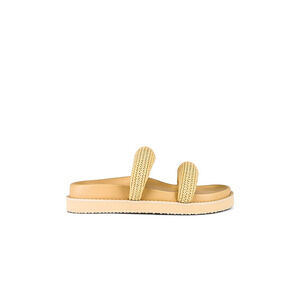 Simkhai 'Lupita' Tan Puffy Strap Raffia Platform Sandals Size 8 - NWT